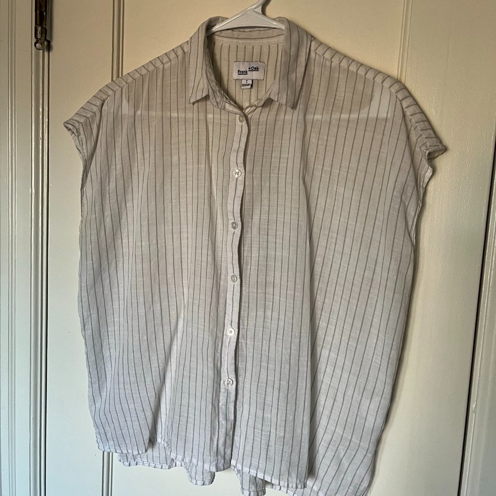 Frank & Oak Boxy Button Up, S, Striped